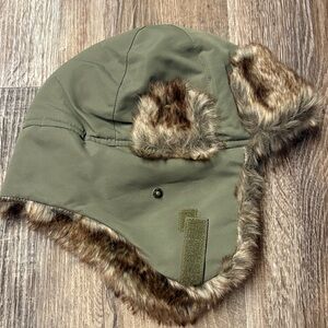 Kids Trapper Hat with Faux Fur (green)